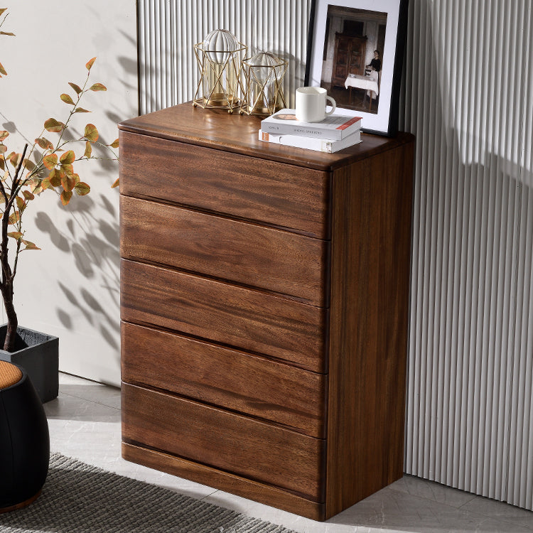 Mid-Century Modern Accent Chest with 5 Drawers Rectangle Chest