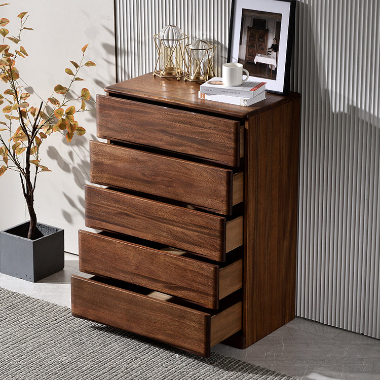 Mid-Century Modern Accent Chest with 5 Drawers Rectangle Chest