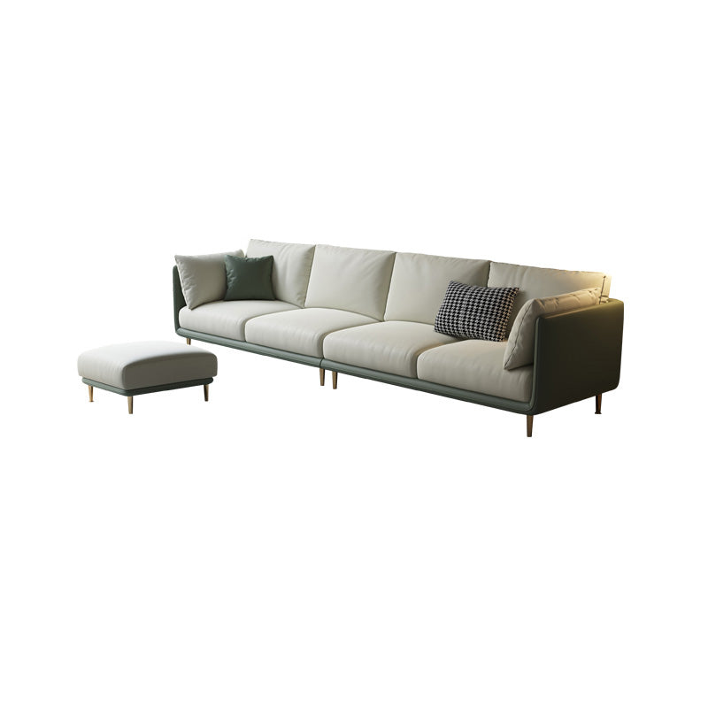Contemporary Faux Leather Sofa with Pillows Back and Pillow Top Arm