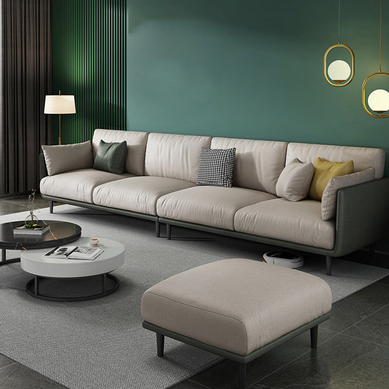 Contemporary Faux Leather Sofa with Pillows Back and Pillow Top Arm