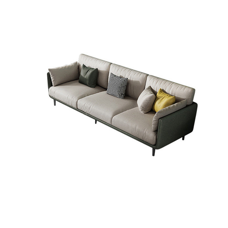 Contemporary Faux Leather Sofa with Pillows Back and Pillow Top Arm