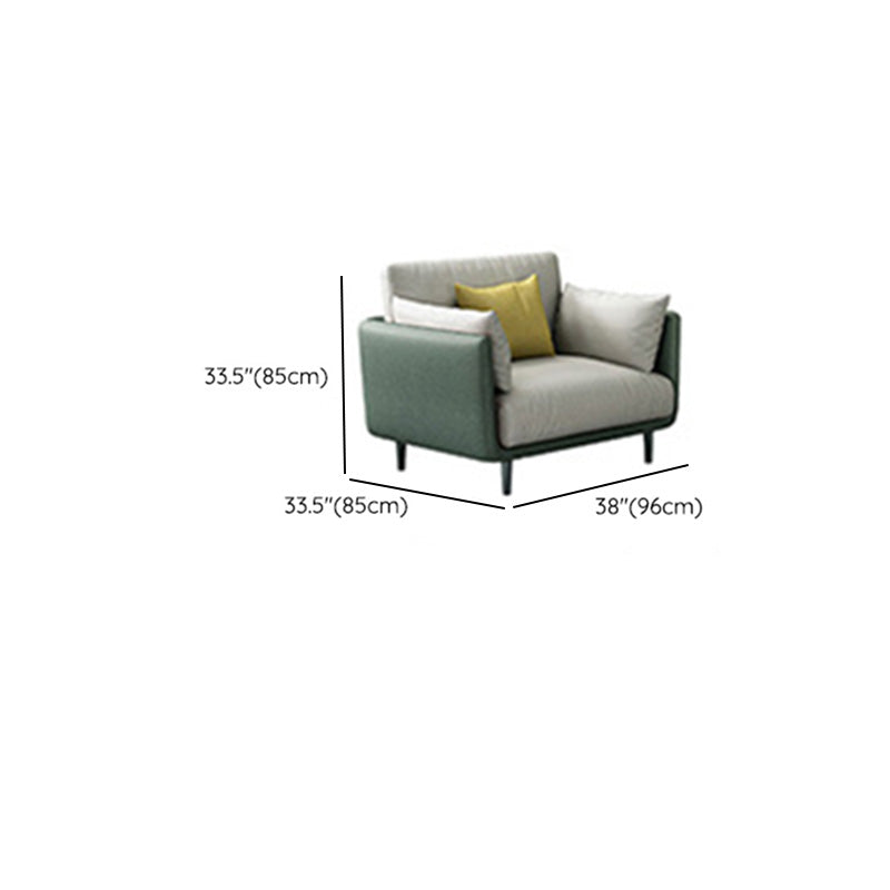 Contemporary Faux Leather Sofa with Pillows Back and Pillow Top Arm