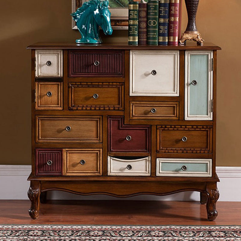 Industrial Painted Accent Cabinet with Drawers Solid Wood Chest