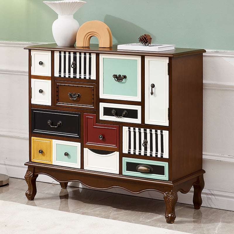 Industrial Painted Accent Cabinet with Drawers Solid Wood Chest
