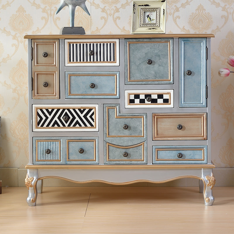 Industrial Painted Accent Cabinet with Drawers Solid Wood Chest