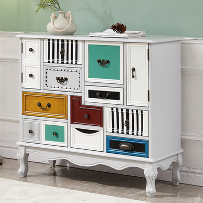Industrial Painted Accent Cabinet with Drawers Solid Wood Chest