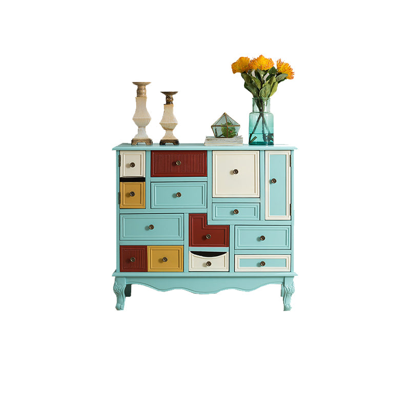 Industrial Painted Accent Cabinet with Drawers Solid Wood Chest