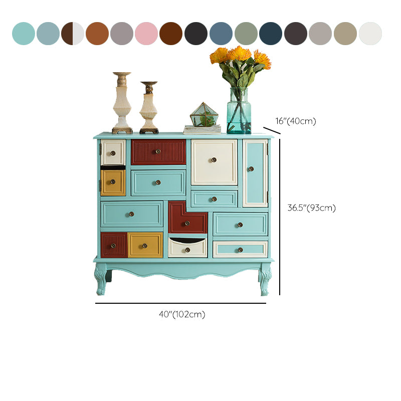 Industrial Painted Accent Cabinet with Drawers Solid Wood Chest