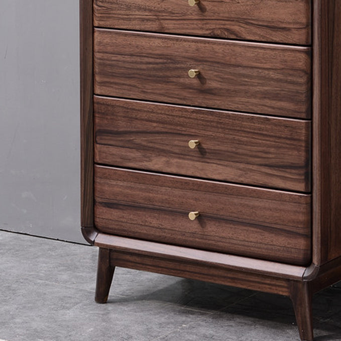 Mid-Century Modern Brown Accent Chest with 5 Drawers and Straight Legs