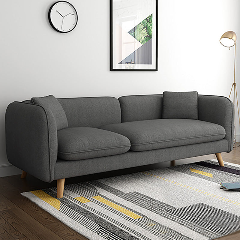 Scandinavian Linen Sofa with Tight Back and Tuxedo Arm for Apartment
