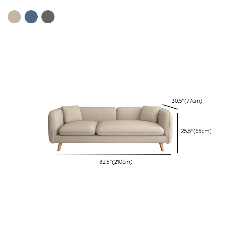 Scandinavian Linen Sofa with Tight Back and Tuxedo Arm for Apartment