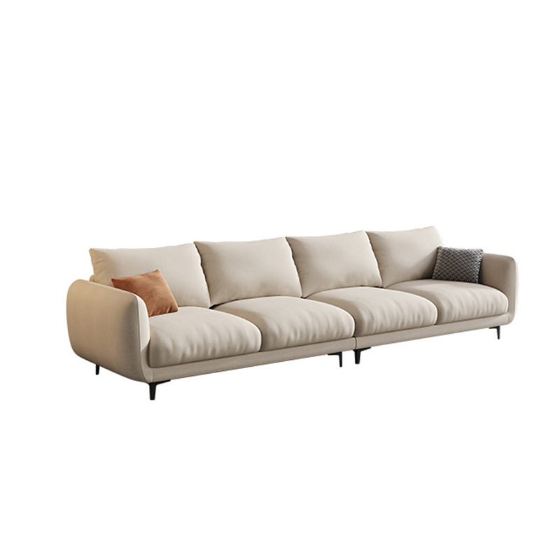 Scandinavian Sofa with Square Arms and Beige Loose Back in Solid Wood