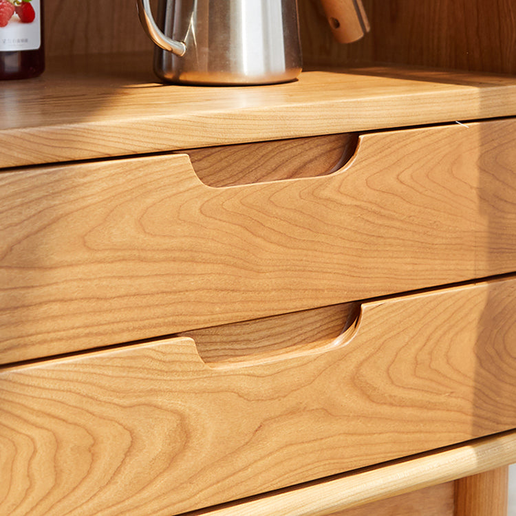 Water Resistant Storage Cabinet Solid Wood Glass Paned Cabinet