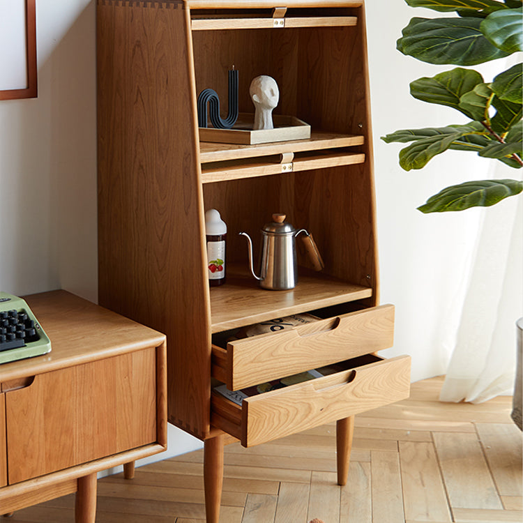 Water Resistant Storage Cabinet Solid Wood Glass Paned Cabinet