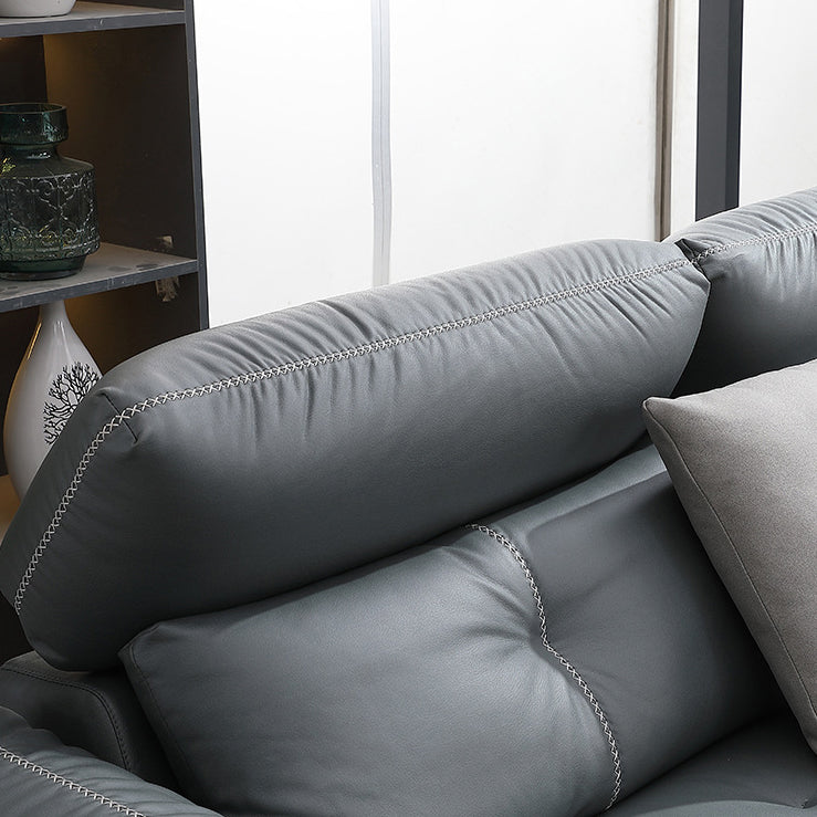 76" Wide Industrial Sectional Sofa Leather Sleeper Sectional