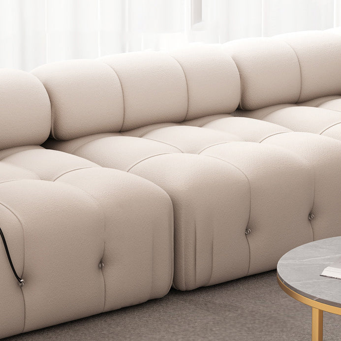 35" Wide Scandinavian Sectional Sofa White Fabric Sleeper Sectional