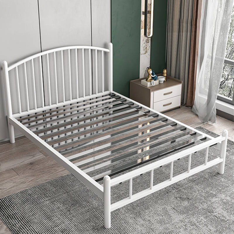 Metal Glam Slat Bed with Headboard Standard Bed with Metal Legs