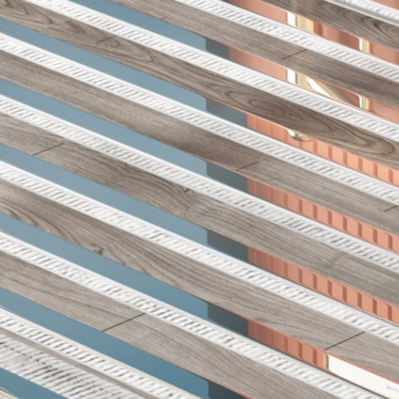 Metal Glam Slat Bed with Headboard Standard Bed with Metal Legs