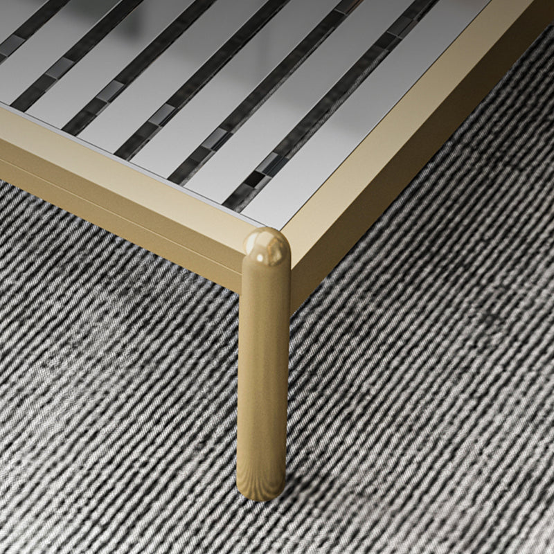 Metal Glam Slat Bed with Headboard Standard Bed with Metal Legs