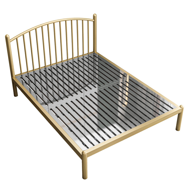 Metal Glam Slat Bed with Headboard Standard Bed with Metal Legs