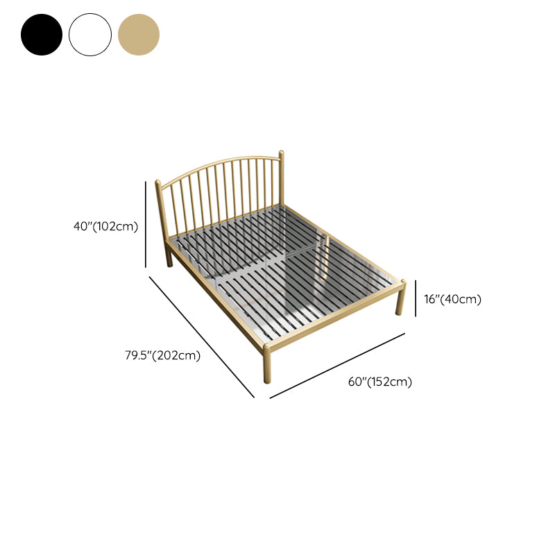 Metal Glam Slat Bed with Headboard Standard Bed with Metal Legs