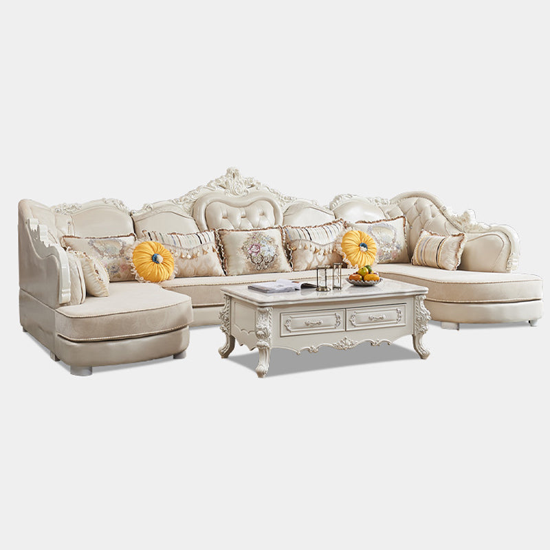 78" Wide French Country Sectional Sofa Leather Sleeper Sectional