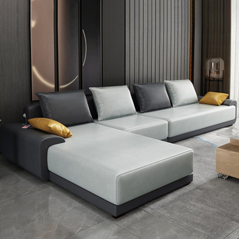 Contemporary Style Seating Pillows Recessed Arm Living Room Stationary Sofa