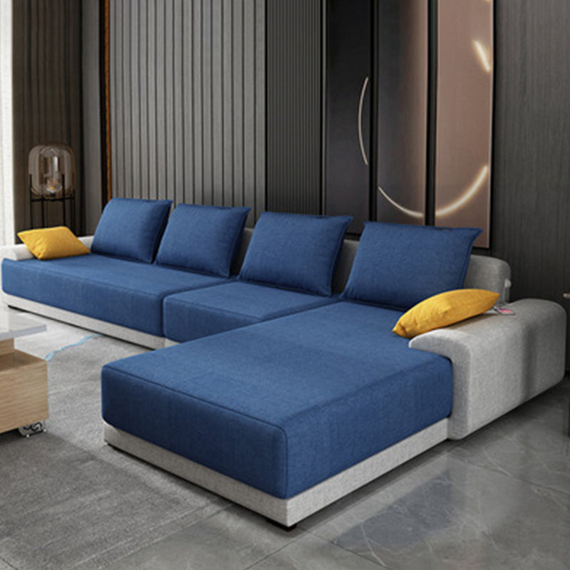 Contemporary Style Seating Pillows Recessed Arm Living Room Stationary Sofa