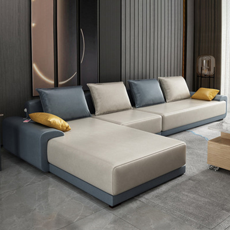 Contemporary Style Seating Pillows Recessed Arm Living Room Stationary Sofa