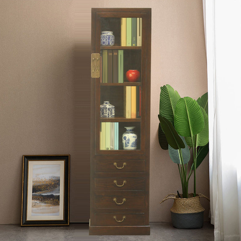74.8" Tall 4 -drawer Accent Cabinet Solid Wood Glass Paned Chest