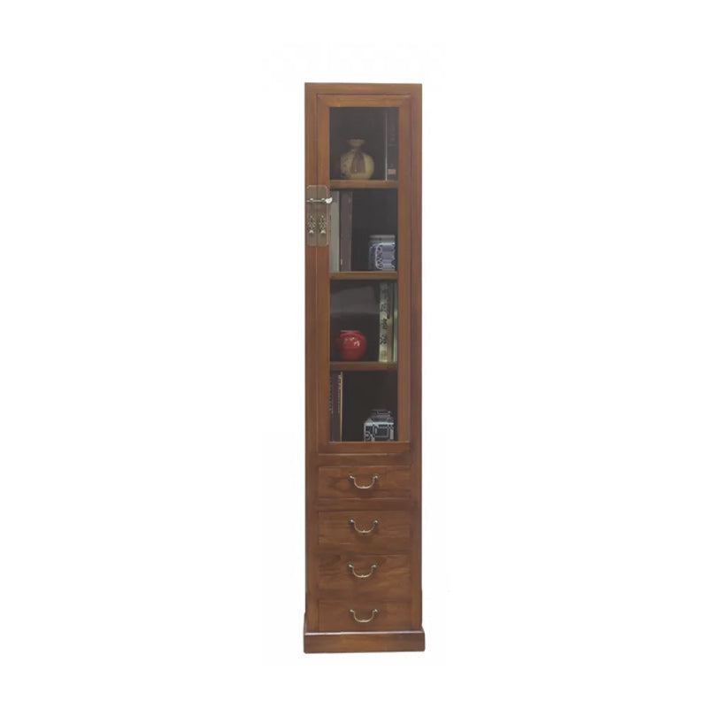 74.8" Tall 4 -drawer Accent Cabinet Solid Wood Glass Paned Chest