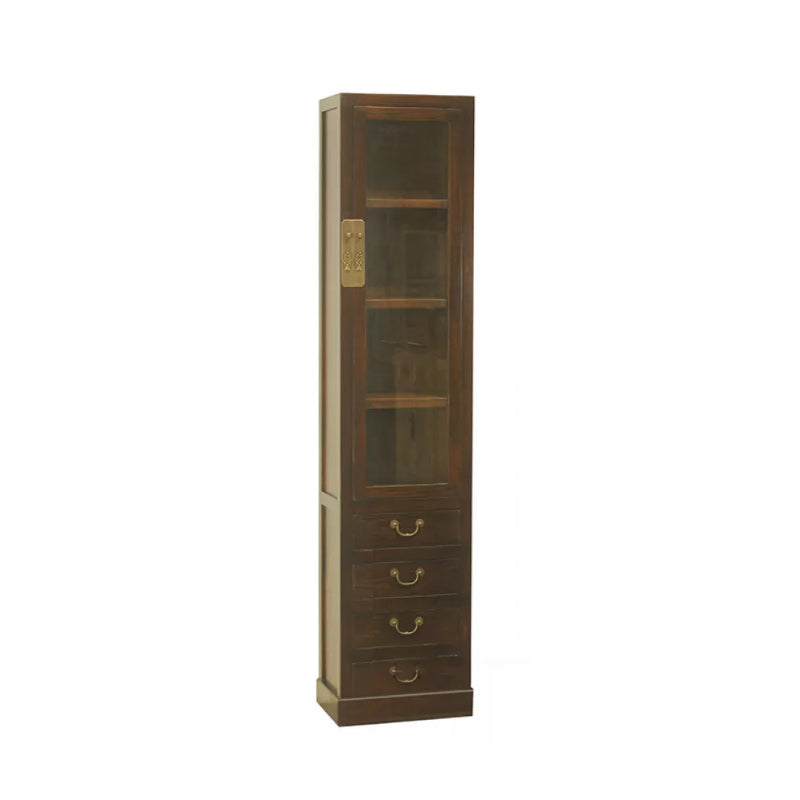 74.8" Tall 4 -drawer Accent Cabinet Solid Wood Glass Paned Chest