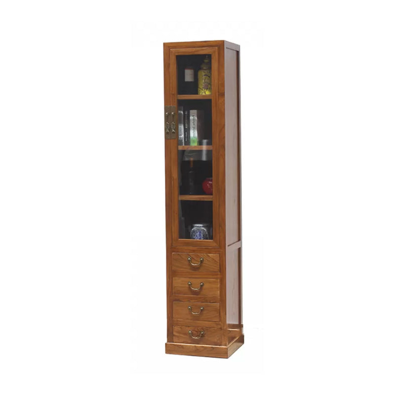 74.8" Tall 4 -drawer Accent Cabinet Solid Wood Glass Paned Chest