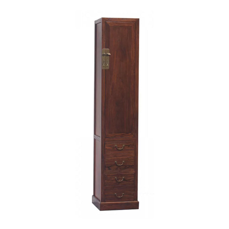 74.8" Tall 4 -drawer Accent Cabinet Solid Wood Glass Paned Chest