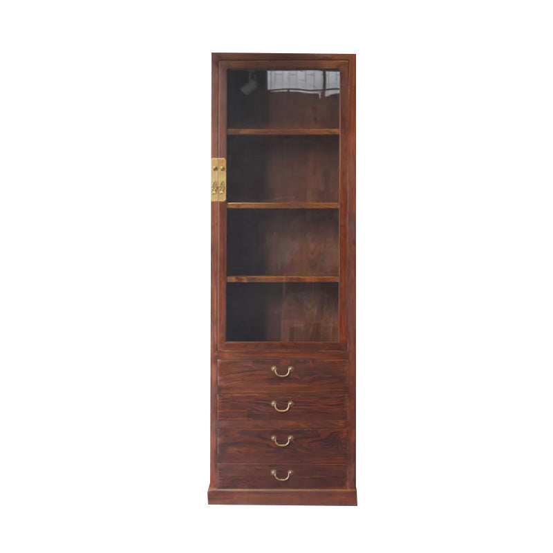 74.8" Tall 4 -drawer Accent Cabinet Solid Wood Glass Paned Chest