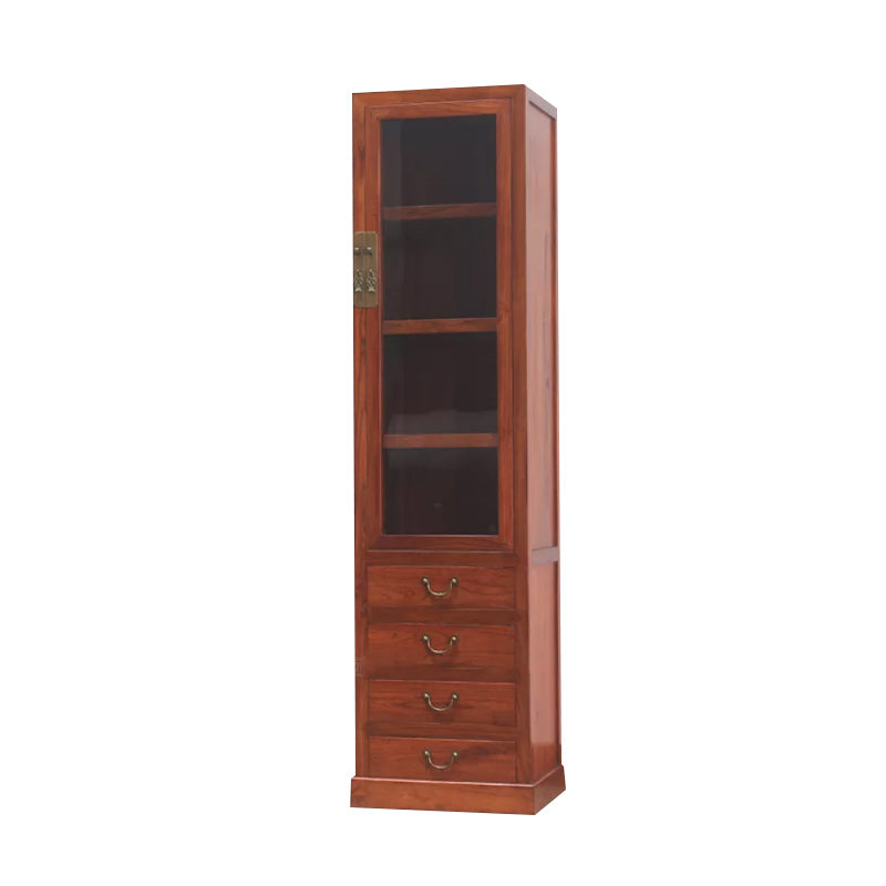 74.8" Tall 4 -drawer Accent Cabinet Solid Wood Glass Paned Chest