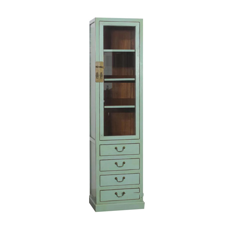74.8" Tall 4 -drawer Accent Cabinet Solid Wood Glass Paned Chest
