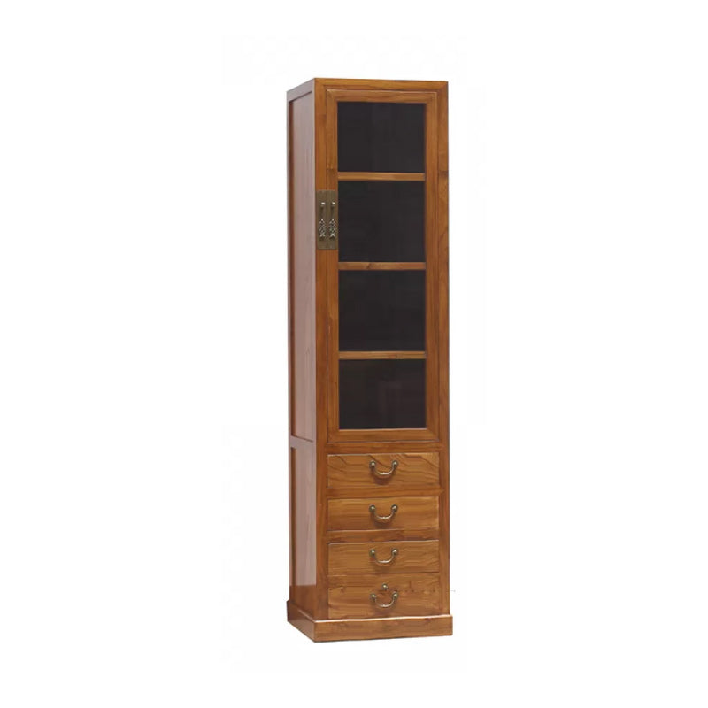 74.8" Tall 4 -drawer Accent Cabinet Solid Wood Glass Paned Chest
