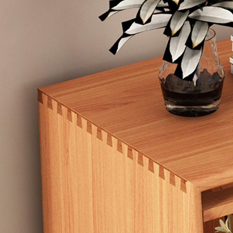 2 - Door and 1 - Drawer Pine Wood Chest 43.3" Tall Glass Paned Side Cabinet