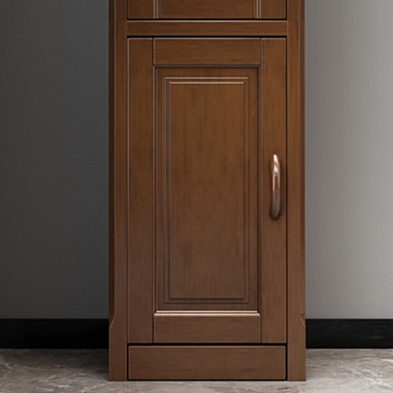 76.8" Tall Solid Wood Accent Cabinet Glass Paned 2 Doors Storage Cabinet