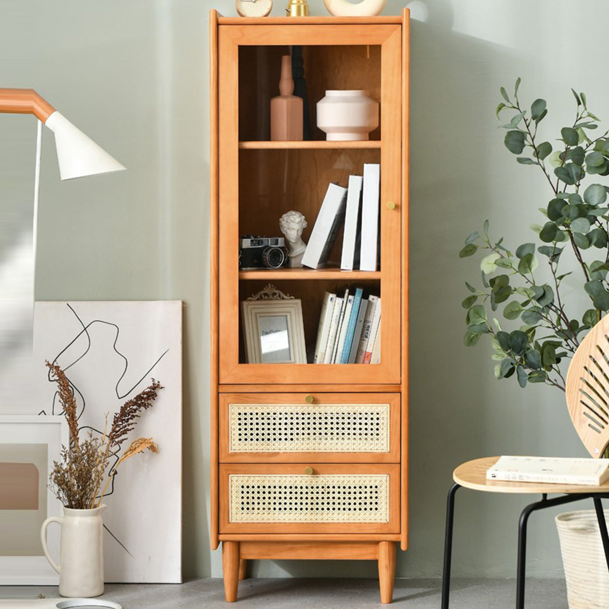 Stain Resistant Storage Cabinet Glass Paned Standard Cabinet