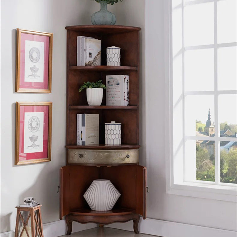 70.9" Tall Distressed Wood Corner Cabinet 1 - Drawers and 2 - Door Chest