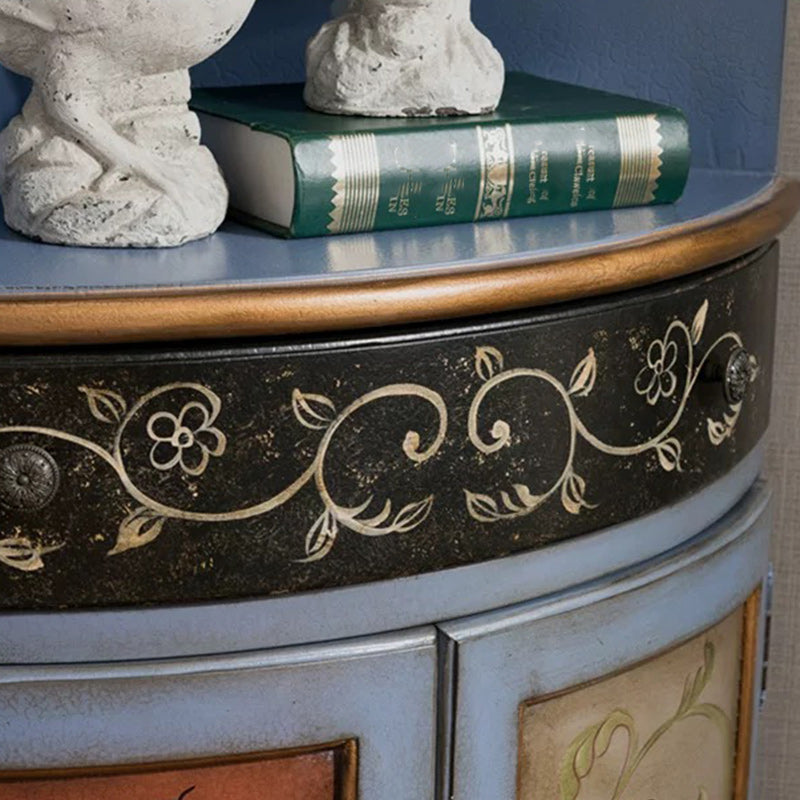 70.9" Tall Distressed Wood Corner Cabinet 1 - Drawers and 2 - Door Chest
