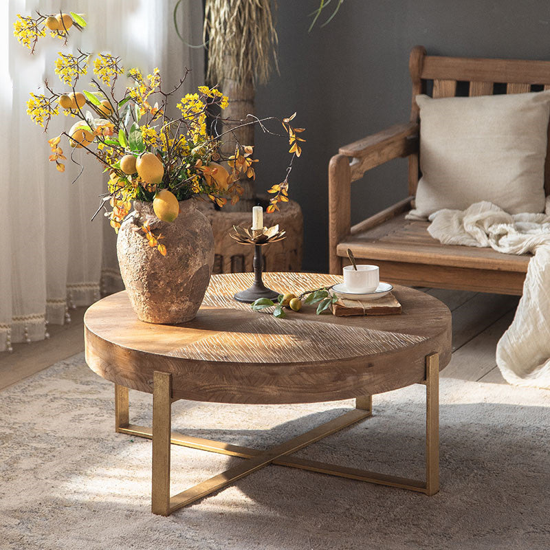 Contemporary Solid Wood Cocktail Table Light Wood Distressed Coffee Table