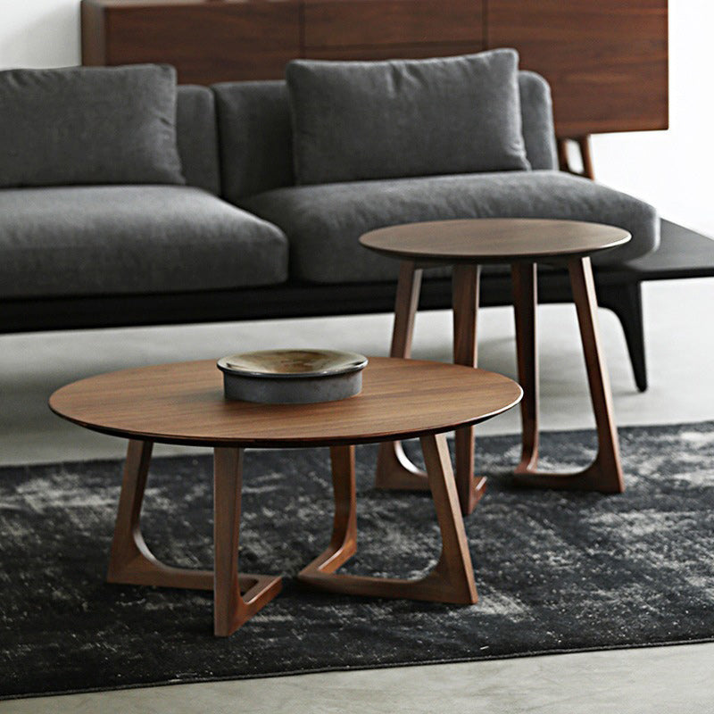 Contemporary Wooden Bunching Tables Round Medium Wood Coffee Table