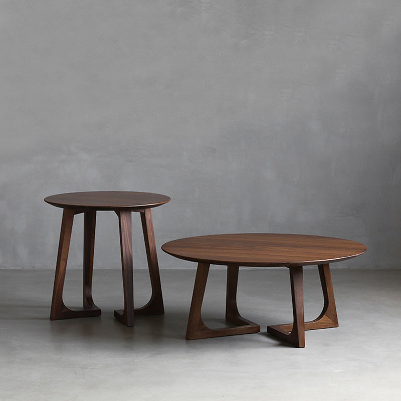 Contemporary Wooden Bunching Tables Round Medium Wood Coffee Table