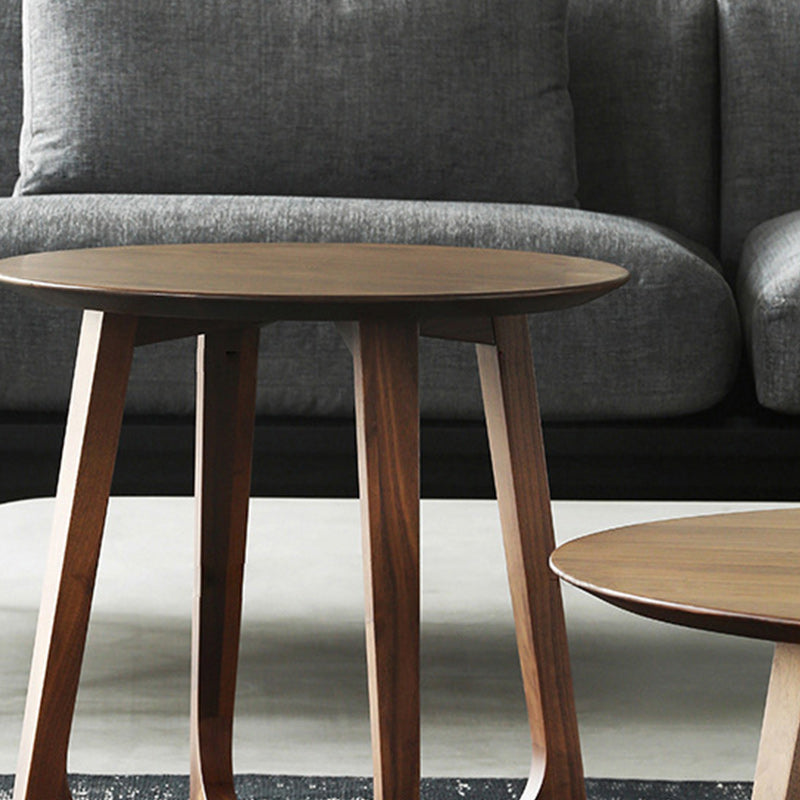 Contemporary Wooden Bunching Tables Round Medium Wood Coffee Table