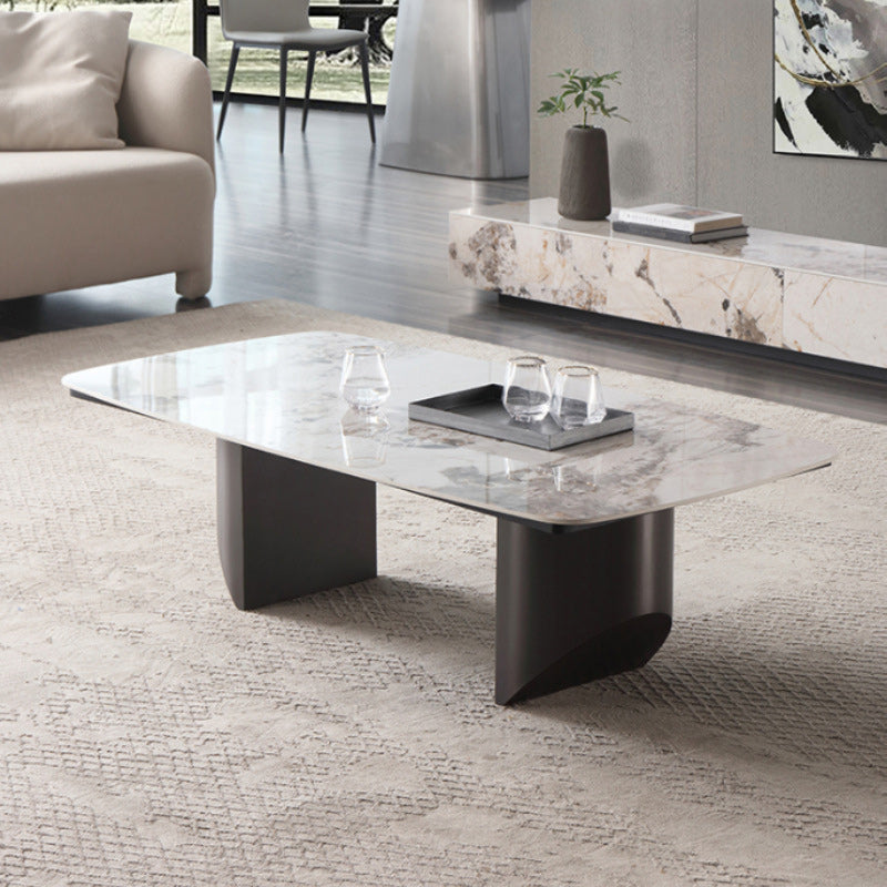 Contemporary Slate Rectangle Coffee Table Standard Single Coffee Table