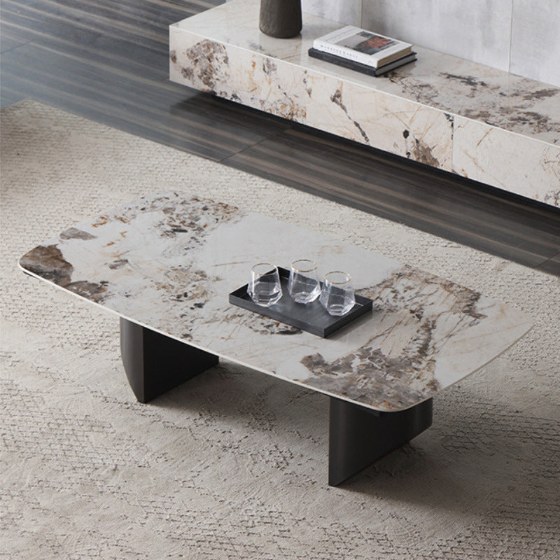 Contemporary Slate Rectangle Coffee Table Standard Single Coffee Table