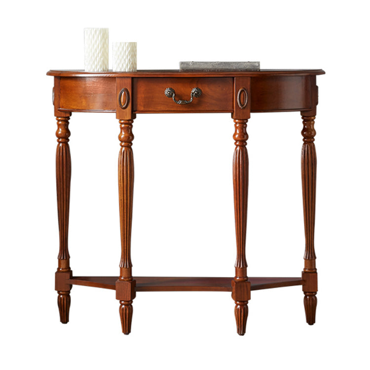 Victorian Brown End Table Half Moon Sofa Console Table for Hall